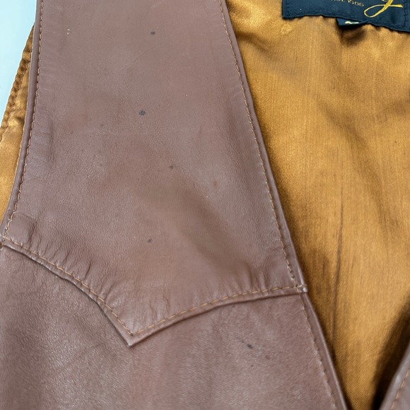 Scully Mens Genuine Leather Western Vest Brown Size 40 Pockets Button Front - Picture 6 of 14